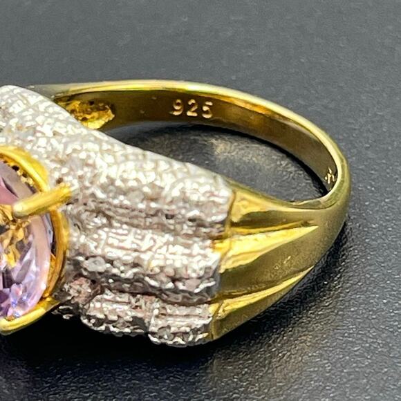 RT 925 Sterling Silver Vermeil Rose de France Amethyst Diamond
Ring Size 7.5 - Picture 10 of 11